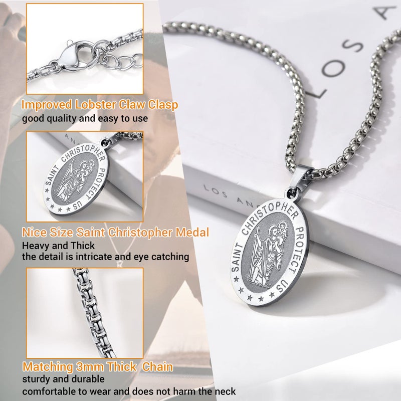 PROSTEEL Stainless Steel Saint Christopher Necklace Patron Medal Pendant Chain Religious Jewelry Men - Image 4